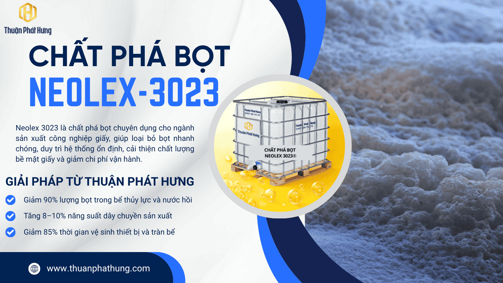 Giải pháp kiểm soát bọt hiệu quả trong sản xuất khay định hình giấy – Thử nghiệm thực tế với Neolex-3023